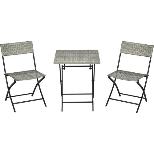 Présentation de Présentation Outsunny Meubles de balcon 3 pièces, chaises pliantes, table