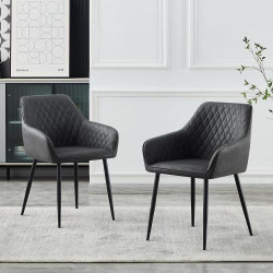 Fauteuils rembourrés Jymtom, simili cuir gris, 2 pièces en situation