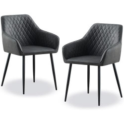 Présentation Fauteuils rembourrés Jymtom, simili cuir gris, 2 pièces