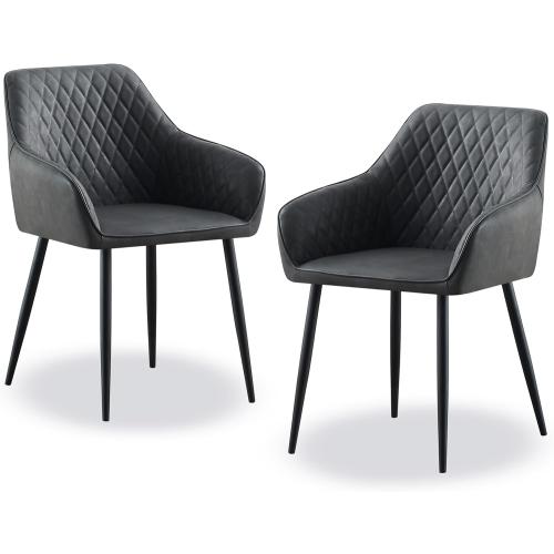 Présentation de Présentation Fauteuils rembourrés Jymtom, simili cuir gris, 2 pièces