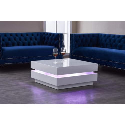 Table basse moderne LA VILLINO II, télécommande, LED multicolore en situation