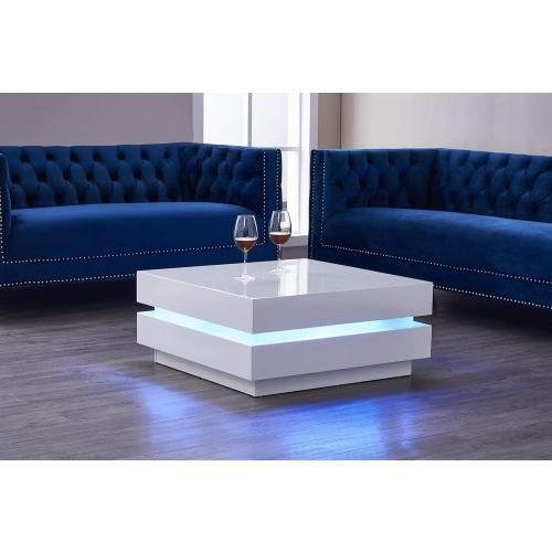 Présentation de Zoom sur Table basse moderne LA VILLINO II, télécommande, LED multicolore