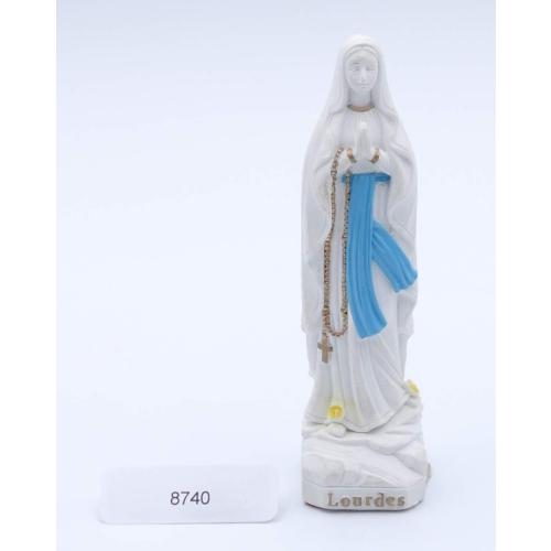 Présentation de Statue Notre Dame de Lourdes, polyresine, blanche, 10 cm en situation