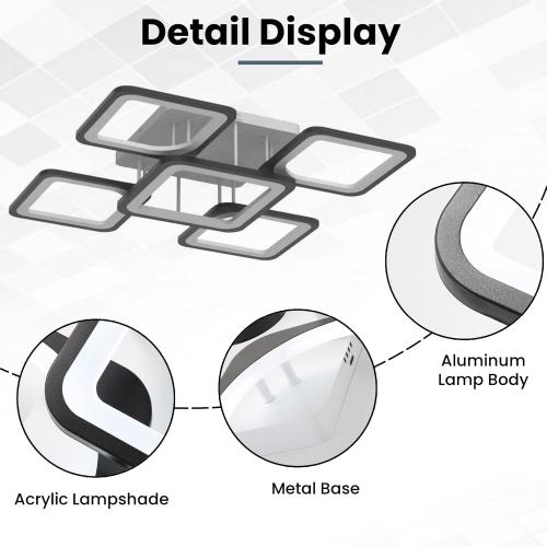 Présentation de Zoom sur Dorlink Plafonnier LED Moderne, 6750LM, Noir, Éclairage Intérieur