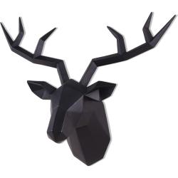 Présentation Tête de cerf noir, décoration murale géométrique bois