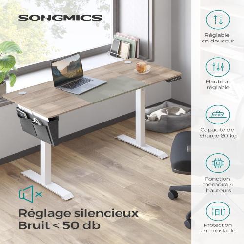 Présentation de Zoom sur Bureau Électrique Assis-Debout SONGMICS: Ergonomie et Design Moderne