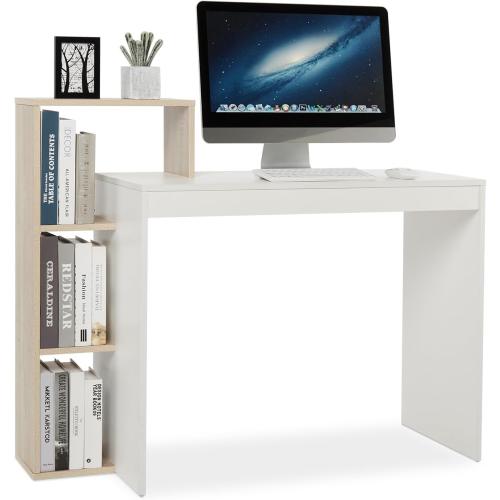 Présentation de Présentation Bureau Informatique Mondeer, Rangement Ouvert Blanc, Gris