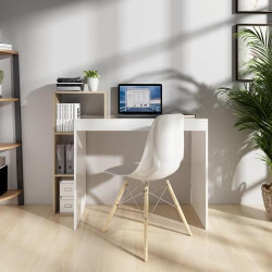 Bureau Informatique Mondeer, Rangement Ouvert Blanc, Gris en situation