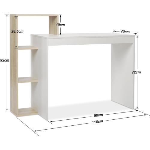 Présentation de Zoom sur Bureau Informatique Mondeer, Rangement Ouvert Blanc, Gris