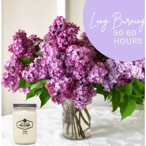 Présentation de Zoom sur Bougie soja Nika S Home Lilas, parfum floral élégant