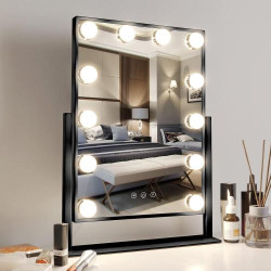 Présentation Miroir Hollywood Meidom, LED, 3 modes couleur, noir