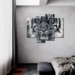 First Wall Art, Peinture Murale Tigre Noir Blanc en situation