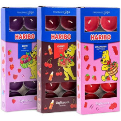 Présentation Bougies parfumées HARIBO, lot 30, Berry Mix, Cherry Cola