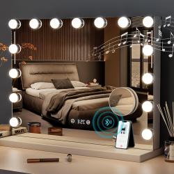 Présentation Miroir Maquillage Lumineux Bluetooth, 15 LED, 3 Couleurs