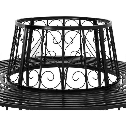 Présentation de Zoom sur Banc de Jardin Rond Noir Casaria, Acier Robuste, Design Élégant