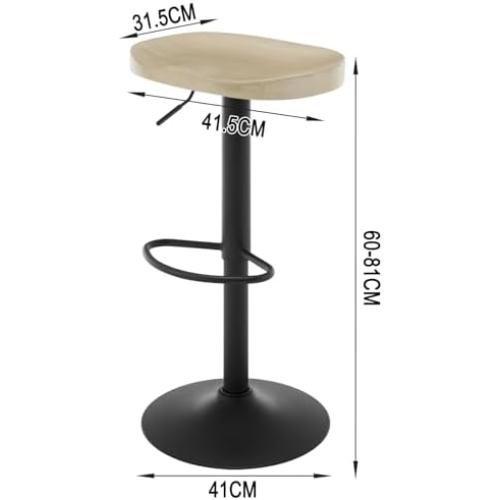 Présentation de Zoom sur Lot de 2 Tabourets de Bar WOLTU en Bois, Pivotants, Réglables