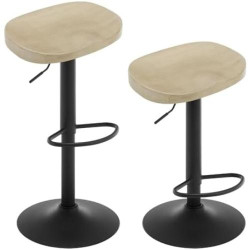 Présentation Lot de 2 Tabourets de Bar WOLTU en Bois, Pivotants, Réglables