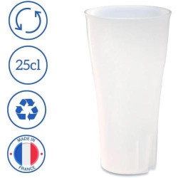 Gobelets réutilisables Beer Up 25cl, transparents, sans BPA en situation