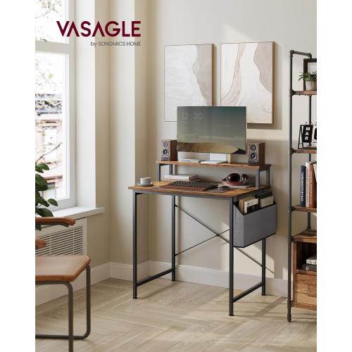 Présentation de Bureau VASAGLE, Table Ordinateur, Style Industriel, Marron Noir en situation