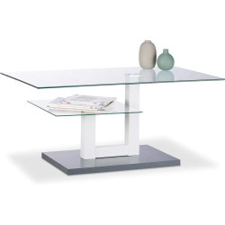 Présentation Table de Salon Originale Relaxdays, Verre Rectangulaire, Gris