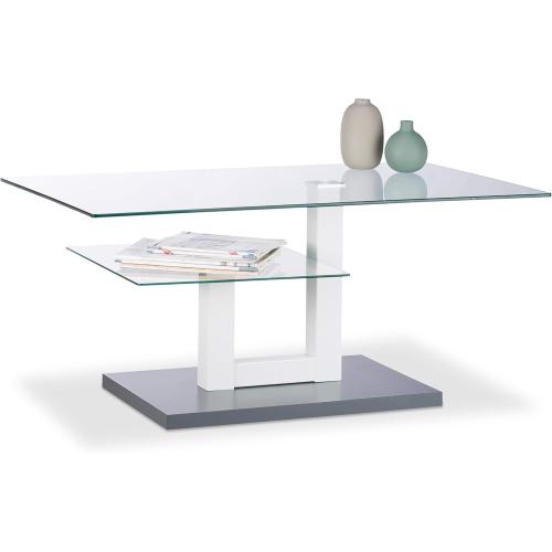 Présentation de Présentation Table de Salon Originale Relaxdays, Verre Rectangulaire, Gris