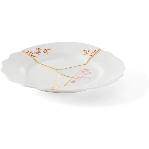 Présentation de Zoom sur Assiette fruits porcelaine, or 24 carats, SELETTI