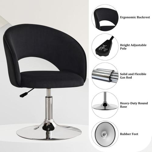 Présentation de Zoom sur Fauteuil maquillage pivotant 360° Furniliving, noir