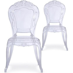 Présentation Chaises Transparentes Menzzo Royales Crown Lot de 2