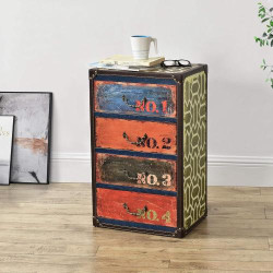 Commode Design Industriel, Meuble Rangement Moderne, 4 Tiroirs en situation