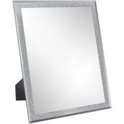 Présentation Miroir de courtoisie argenté, miroir maquillage suspendu, rectangulaire