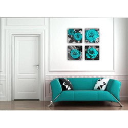 Paimuni Tableau Impressions Toile Bleu Sarcelle, Noir Blanc en situation