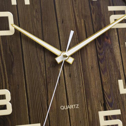 Présentation de Zoom sur Horloge murale ronde bois silencieuse, grands chiffres, rétro