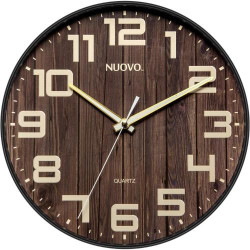 Présentation Horloge murale ronde bois silencieuse, grands chiffres, rétro