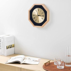 Horloge Murale Bois Navaris, Pendule Octogonale Vintage en situation