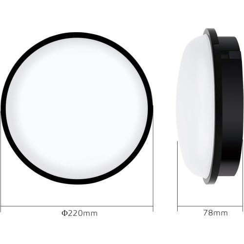 Présentation de Lampe LED Rond Plafonnier Applique Eclairage Noir 20W en situation