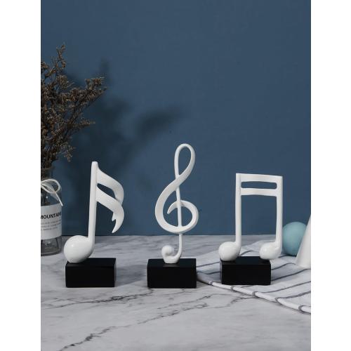 Présentation de Sculpture Musicale Résine, 3pcs, Figurines Décoratives Blanc en situation