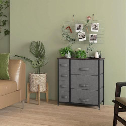 HOMCOM Commode Tissu Rangement 7 Tiroirs Gris en situation