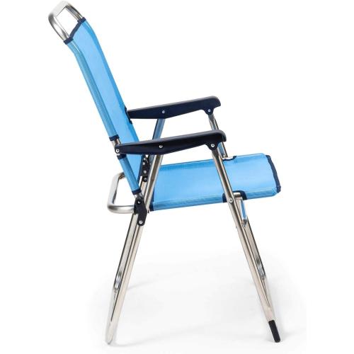 Présentation de Zoom sur Chaise Plage Pliante Marinera Bleu, Dossier Haut, Solenny