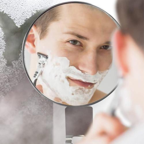 Présentation de Zoom sur Miroir douche LEDOOLE, anti-brouillard, support rasoir, chrome