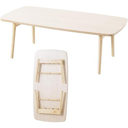 Présentation Table pliante AZUMAYA, frêne blanc naturel, bois blanchi