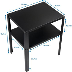 Table de chevet Ikea Knarrevik, métal noir, étagère intégrée en situation