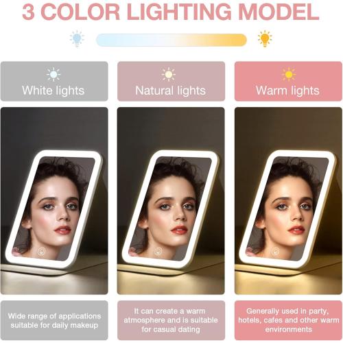 Présentation de Zoom sur Miroir maquillage voyage, portable, éclairage LED 3 couleurs