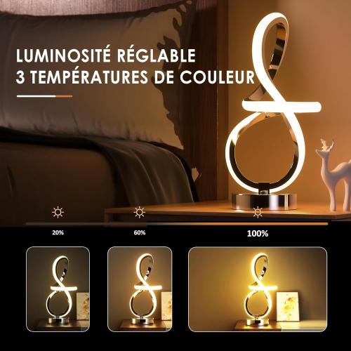 Présentation de Lampe LED de Chevet IKSOO 10W, Design Spirale Moderne en situation