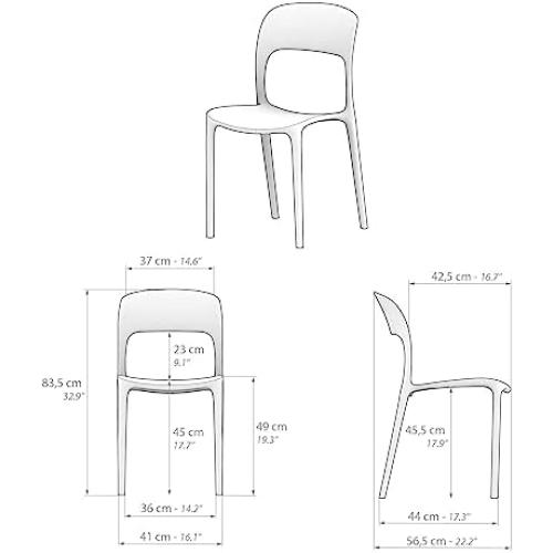 Présentation de Zoom sur Lot de 4 Chaises Amanda Rouge Polypropylène Cuisine Jardin Salon