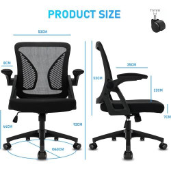 Chaise Bureau Ergonomique Noir, Accoudoirs Réglables, Soutien Lombaire en situation