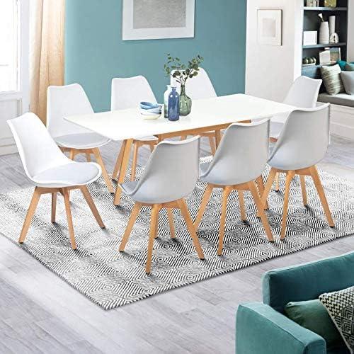 Présentation de Zoom sur Table scandinave extensible Inga IDMarket, blanche, rectangle