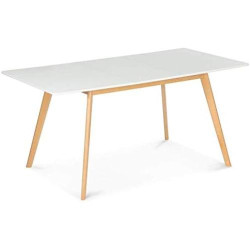 Présentation Table scandinave extensible Inga IDMarket, blanche, rectangle