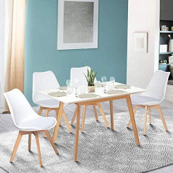 Table scandinave extensible Inga IDMarket, blanche, rectangle en situation