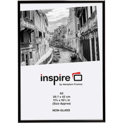 Présentation Cadre photo aluminium noir Hampton, design moderne A3