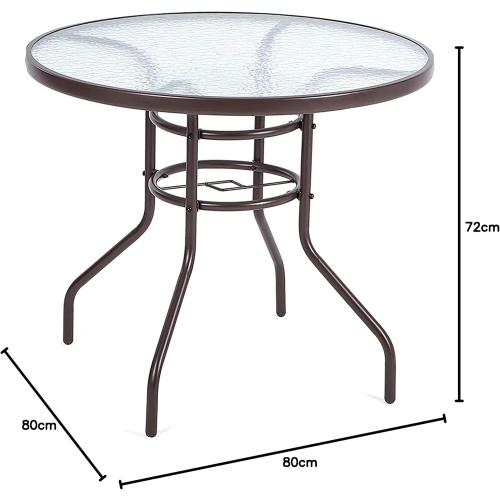 Présentation de Table de Jardin Ronde Acier 4 Places Havnyt 80cm en situation